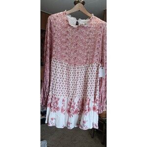 Coco+Jaimeson size L rayon gauze long sleeve mid-length prairie cottage dress